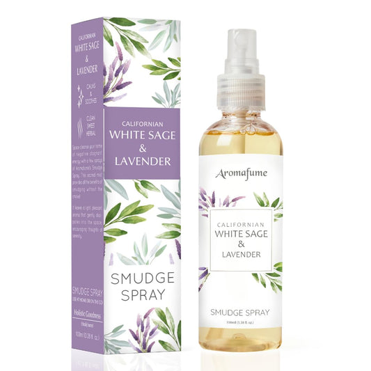 White Sage Smudge Spray by Aromafume | 100ml/3.3 oz | Cleansing Negative Energy & Protection | Non-Toxic Room Spray | Natural Sage Mist for Spiritual Cleansing, Smokeless Smudging
