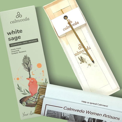 Lot de 80 bâtons d'encens à la sauge blanche pour le nettoyage – Sans charbon de bois, fabriqués à partir de fleurs recyclées | Bâtons d'encens pour nettoyer les énergies négatives | Encens en Baton