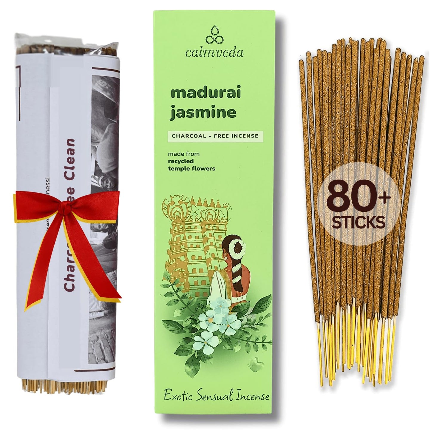 Lot de 80 bâtons d'encens à la sauge blanche pour le nettoyage – Sans charbon de bois, fabriqués à partir de fleurs recyclées | Bâtons d'encens pour nettoyer les énergies négatives | Encens en Baton