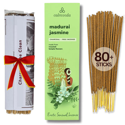 Lot de 80 bâtons d'encens à la sauge blanche pour le nettoyage – Sans charbon de bois, fabriqués à partir de fleurs recyclées | Bâtons d'encens pour nettoyer les énergies négatives | Encens en Baton