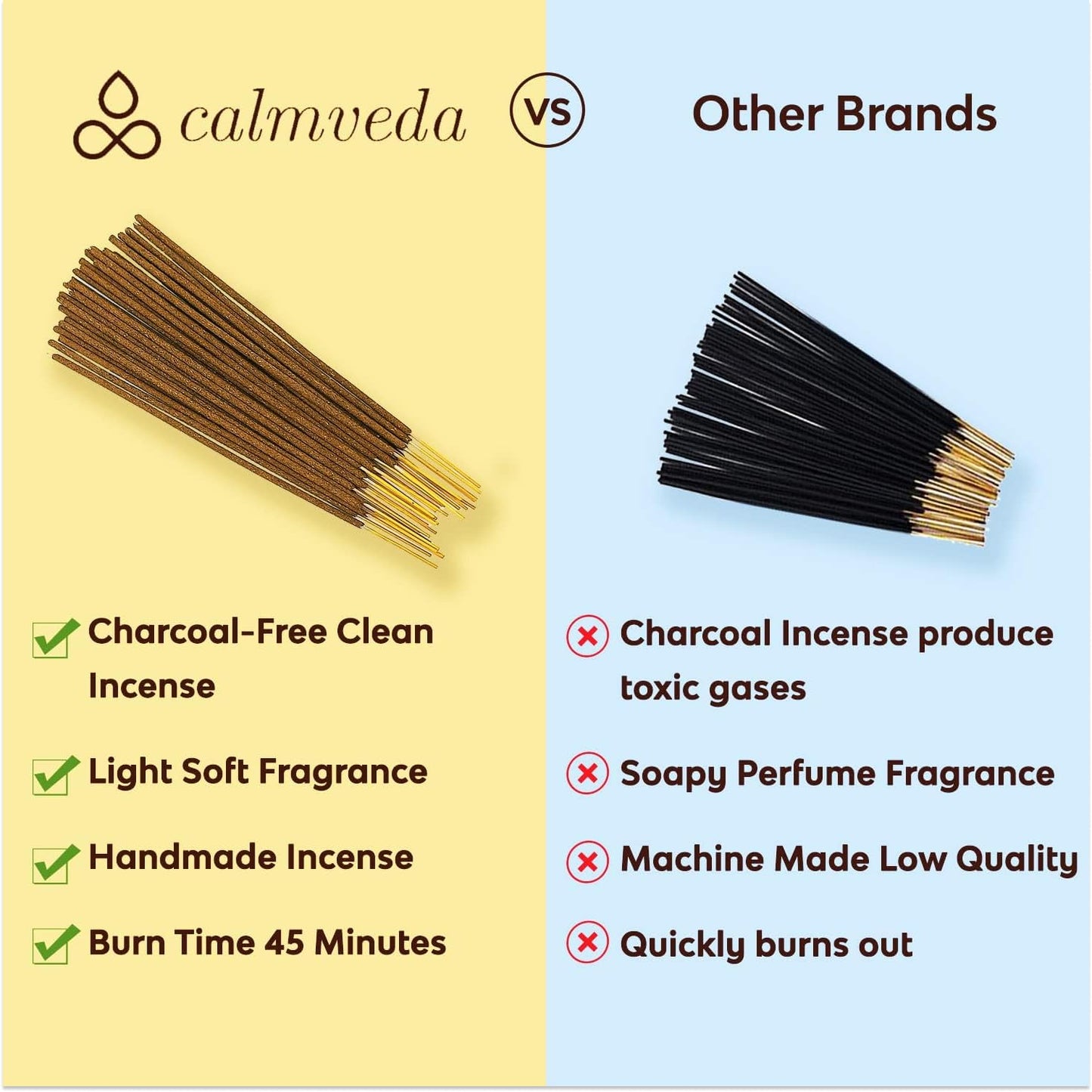 Lot de 80 bâtons d'encens à la sauge blanche pour le nettoyage – Sans charbon de bois, fabriqués à partir de fleurs recyclées | Bâtons d'encens pour nettoyer les énergies négatives | Encens en Baton