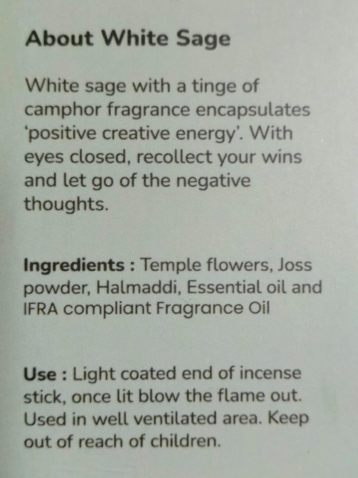 Lot de 80 bâtons d'encens à la sauge blanche pour le nettoyage – Sans charbon de bois, fabriqués à partir de fleurs recyclées | Bâtons d'encens pour nettoyer les énergies négatives | Encens en Baton