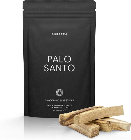 Bursera Palo Santo Lot de 5 bâtons d'encens en bois véritable de Palo Santo planté avec chaque commande, 100 % naturels, éthiques et durables, pour aromathérapie, estompage