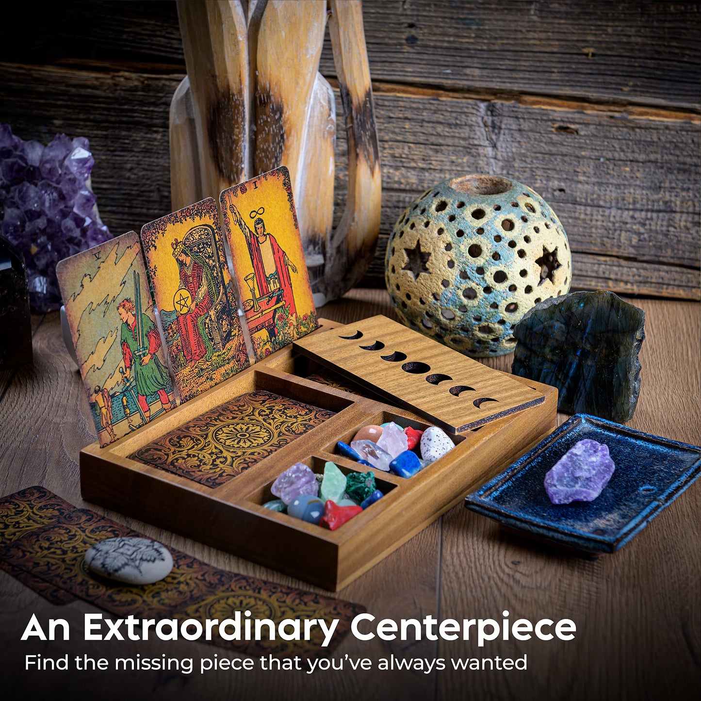 Curawood Support de cartes de tarot – Affichez votre dessin quotidien – Support de cartes de tarot pour affichage – Cadeaux de sorcière, fournitures de sorcellerie – Cadeaux de tarot pour femme –