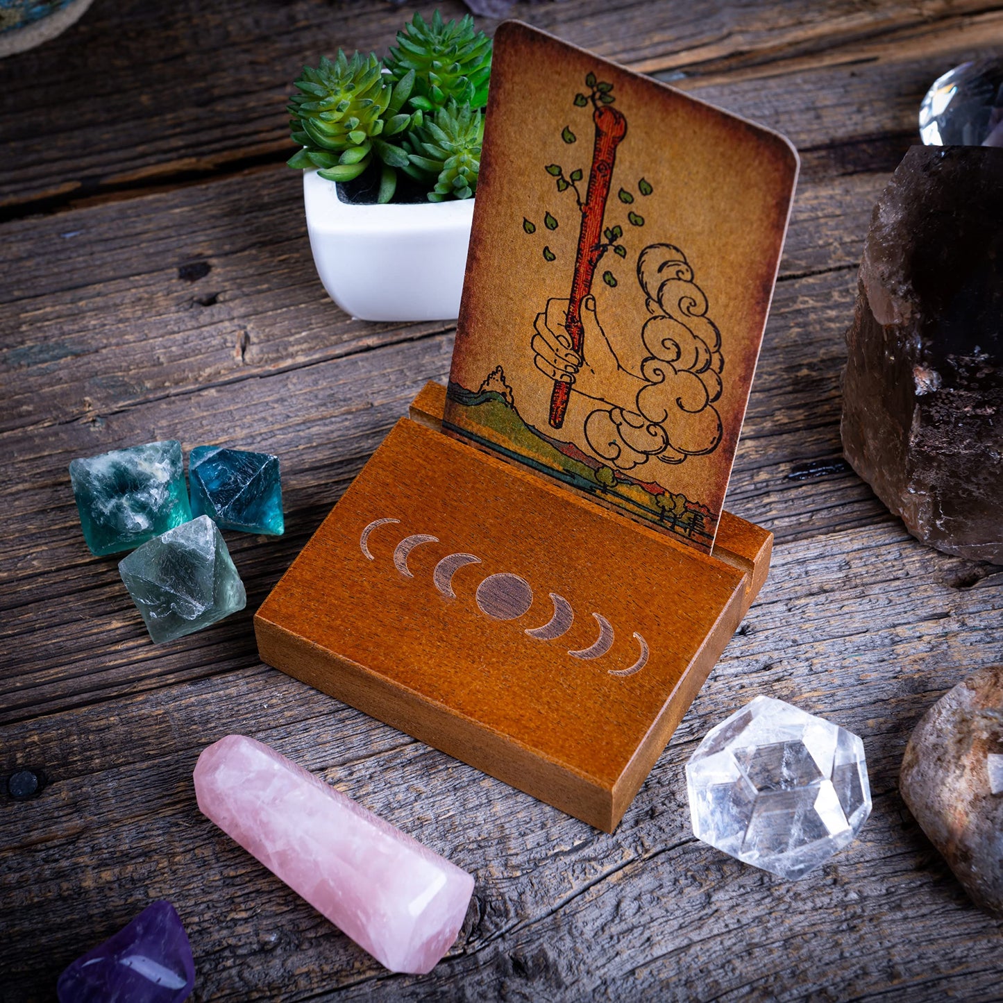 Curawood Support de cartes de tarot – Affichez votre dessin quotidien – Support de cartes de tarot pour affichage – Cadeaux de sorcière, fournitures de sorcellerie – Cadeaux de tarot pour femme –