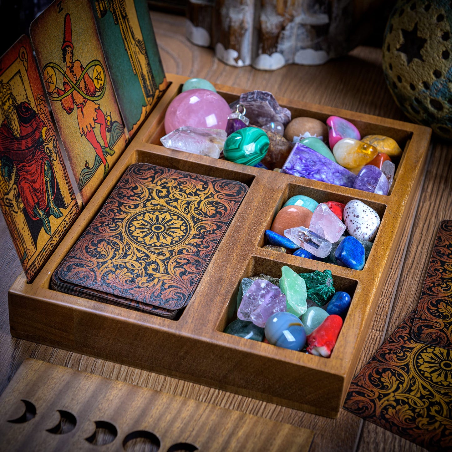 Curawood Support de cartes de tarot – Affichez votre dessin quotidien – Support de cartes de tarot pour affichage – Cadeaux de sorcière, fournitures de sorcellerie – Cadeaux de tarot pour femme –