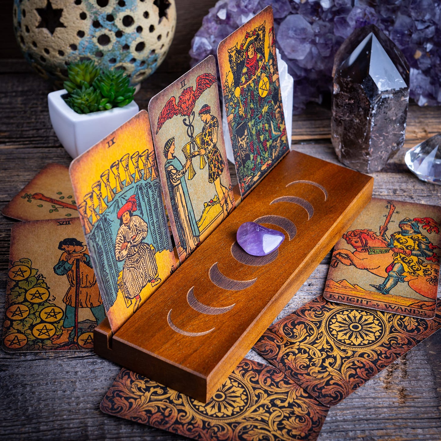 Curawood Support de cartes de tarot – Affichez votre dessin quotidien – Support de cartes de tarot pour affichage – Cadeaux de sorcière, fournitures de sorcellerie – Cadeaux de tarot pour femme –