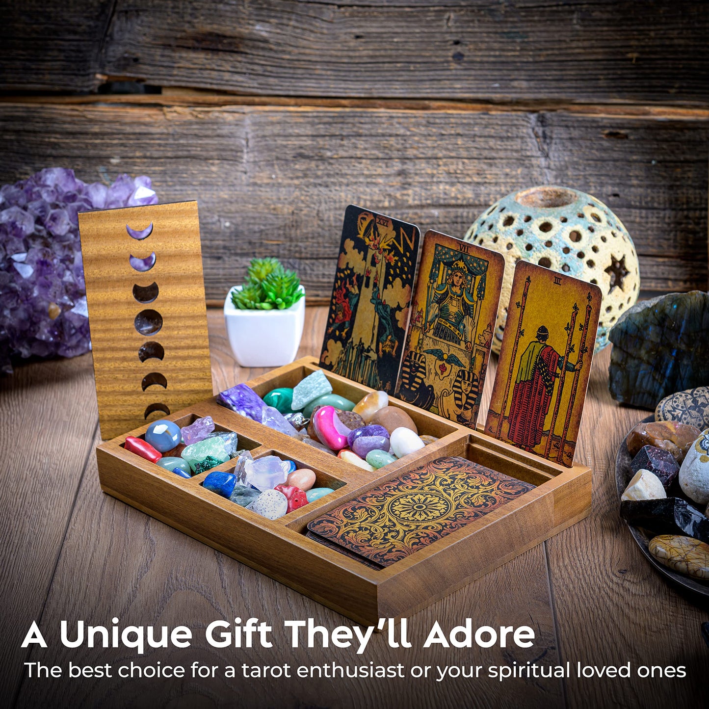 Curawood Support de cartes de tarot – Affichez votre dessin quotidien – Support de cartes de tarot pour affichage – Cadeaux de sorcière, fournitures de sorcellerie – Cadeaux de tarot pour femme –