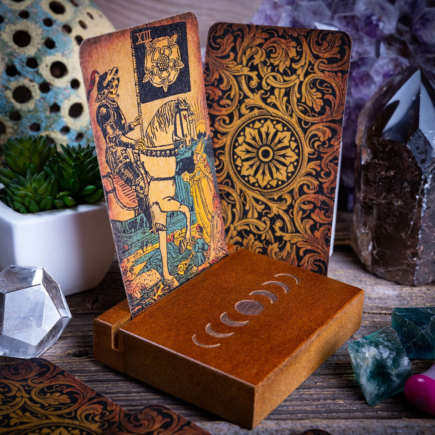 Curawood Support de cartes de tarot – Affichez votre dessin quotidien – Support de cartes de tarot pour affichage – Cadeaux de sorcière, fournitures de sorcellerie – Cadeaux de tarot pour femme –