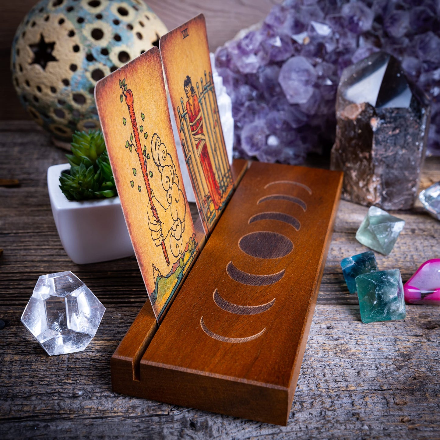 Curawood Support de cartes de tarot – Affichez votre dessin quotidien – Support de cartes de tarot pour affichage – Cadeaux de sorcière, fournitures de sorcellerie – Cadeaux de tarot pour femme –