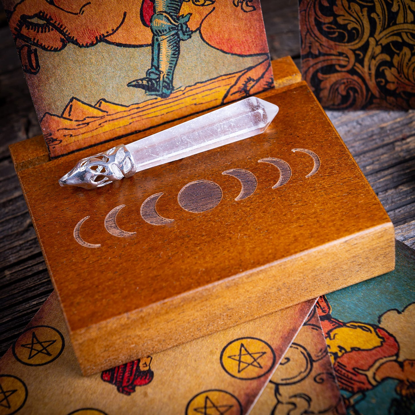 Curawood Support de cartes de tarot – Affichez votre dessin quotidien – Support de cartes de tarot pour affichage – Cadeaux de sorcière, fournitures de sorcellerie – Cadeaux de tarot pour femme –