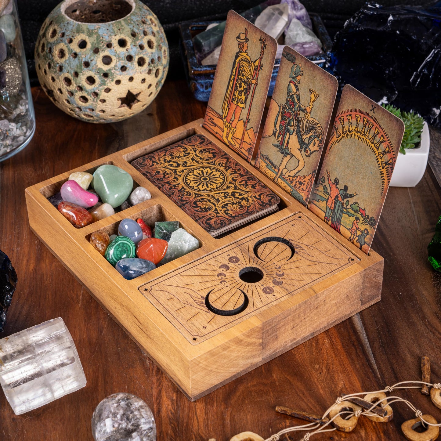 Curawood Support de cartes de tarot – Affichez votre dessin quotidien – Support de cartes de tarot pour affichage – Cadeaux de sorcière, fournitures de sorcellerie – Cadeaux de tarot pour femme –