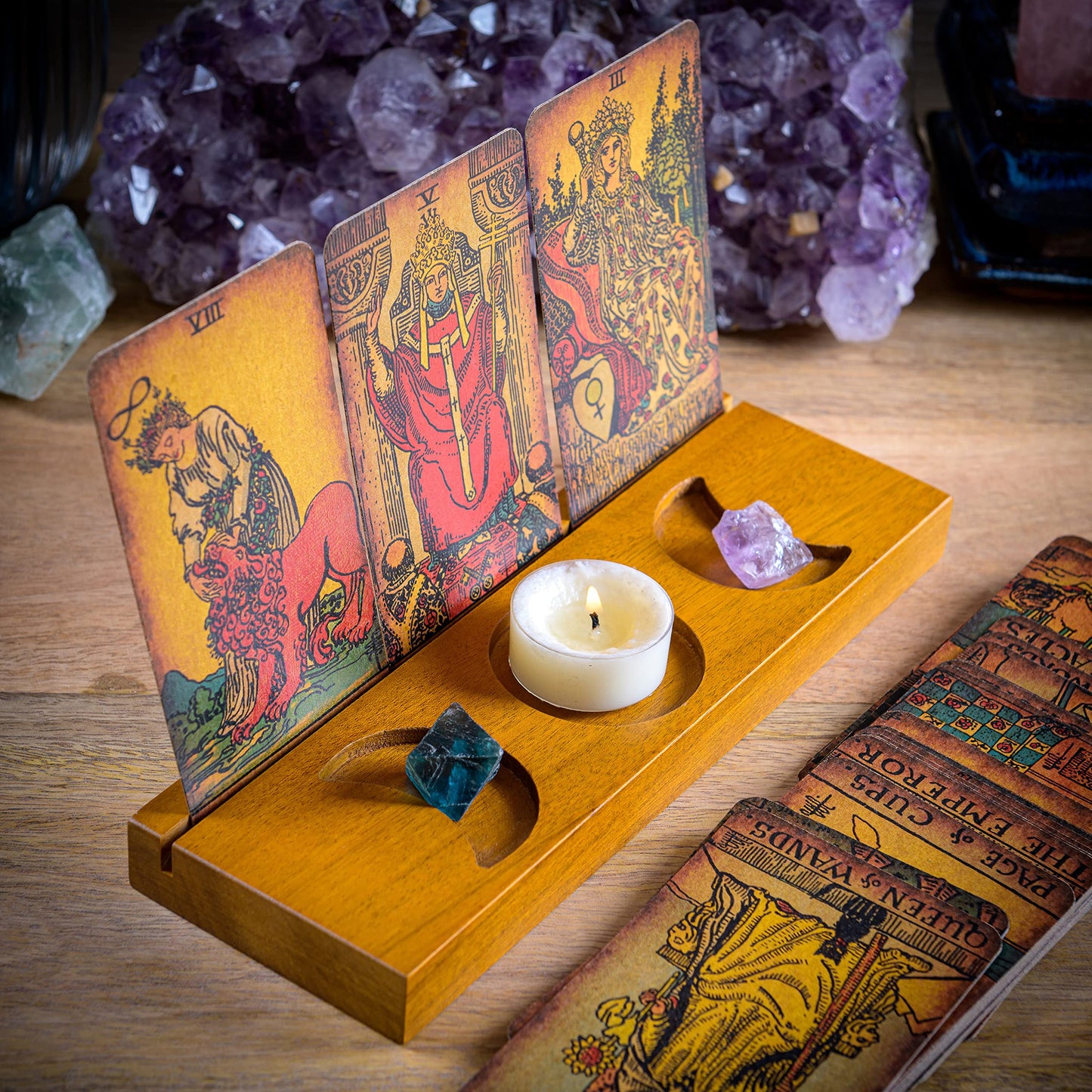 Curawood Support de cartes de tarot – Affichez votre dessin quotidien – Support de cartes de tarot pour affichage – Cadeaux de sorcière, fournitures de sorcellerie – Cadeaux de tarot pour femme –